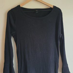 J Crew Black Pullover Sweater Flare Cuff Sleeve M